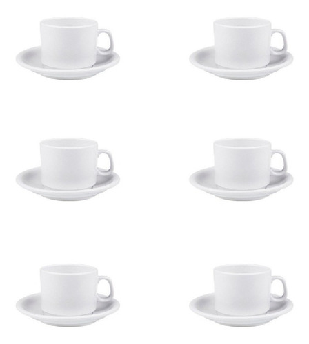 Taza Desayuno Y Plato Porcelana Gastronomia Kit X 6 Unidades