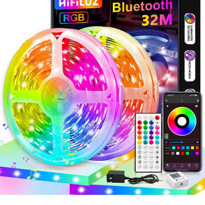 Hifiluz Tiras De Led 32m Bluetooth Rgb Luz Led Inteligentes Música De Tiras De Luces Led App Control Para Cuarto,tv,bar,habitación Gaming,fiesta,decoración De Interior | MercadoLibre