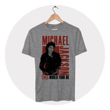 Camiseta Personalizada Michael Jackson Bad Tour Cinza