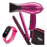 Mini Secador De Cabelo Philco 1000w Prancha Bivolt Relogio