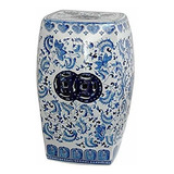 Oriental Muebles 18  Cuadrado Floral Azul Y Blanco Porcelana