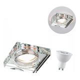 7 Spot Cristal Embutir Dicroica Espelhado Sala Ac593 + Led