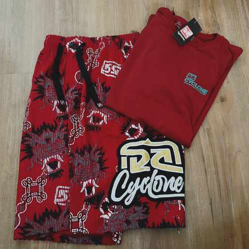 Bermuda Cyclone Veludo Dragon E Camiseta Cyclone Top