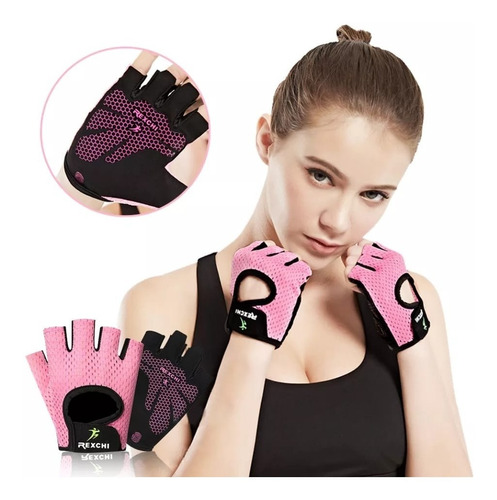 Guantes Deportivos- Ref. 9010- Rosa- Pesas, Ciclismo, Gym.