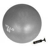 Bola Suiça Gym Ball 65cm Cinza Vollo Pilates Yoga C/ Bomba