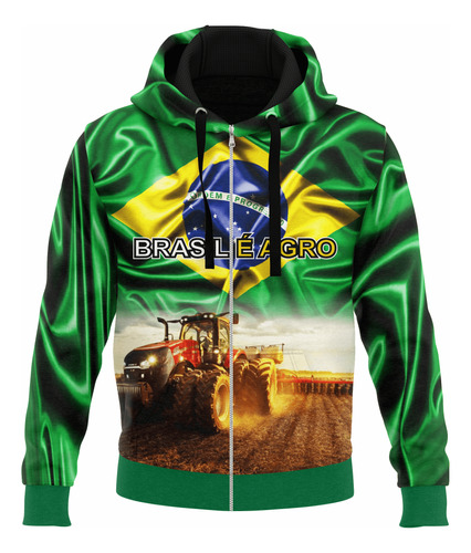 Blusa Moletom Brasil Patriota Agro É Top Brasil É Agro Ag01