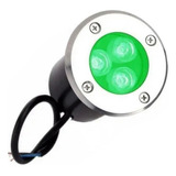 Spot Led Balizador 3w Verde Blindado Embutir Piso Chão Grama