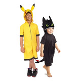 Kigurumi Fantasia Pikachu Macaquinho Infantil Curta