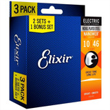 Pack Com 03 Jogos De Cordas Para Guitarra Elixir Nanoweb 010