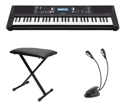 Kit Teclado Arranjador Yamaha Psr Ew310 Banqueta E Luminária