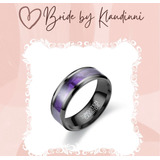 Anillo Argolla De Matrimonio En Color Negro Con Morado