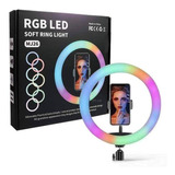 Kit Iluminador Ring Light Led Rgb Colorido + Tripé Celular