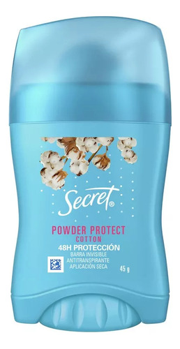 Desodorante Barra Secret Powder Protect Cotton 45g Algodão
