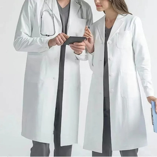 Uniforme Médico, Bata Larga Blanca, Uniforme De Laboratorio