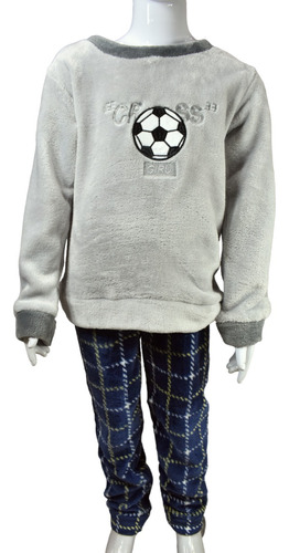 Pijama Polar Ultra Suave Invierno Niño Diseño Futbol Soccer 