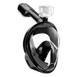 Máscara Con Esnórquel De Cara Completa Careta Gafas Snorkel Full Face Natación Buceo Mar Playa Plegable Hermética Visión Panorámica De 180 Grados Soporte Para Cámara Respiración Segura Negro S/m