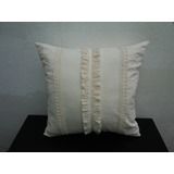 Funda De Almohadon Tusor Con Flecos Y Puntilla 60x60