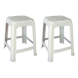 Kit 2 Banqueta Monobloco Suporta 105kgs Plastico Churrasco Acabamento Da Estrutura Lacado Cor Branco