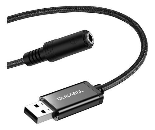 Cable Adaptador Auricular Usb Macho A 3,5mm Hembra | Negro