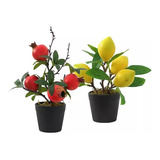 Bonsái, Plantas Artificiales, Árboles Frutales, 2 Piezas