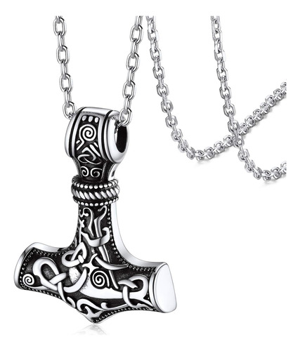 Silvora Norse Viking Jewelry Thors Hammer Collar De Plata De