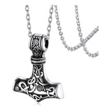 Silvora Norse Viking Jewelry Thors Hammer Collar De Plata De