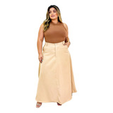 Saia Alfaiataria Plus Size Rodada Evasê Cós Alto Evangélica 