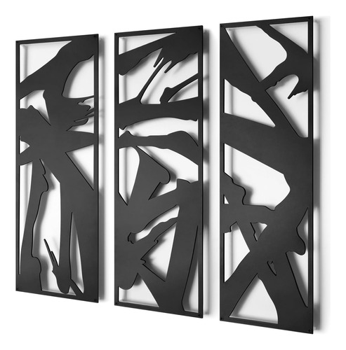 Arte De Pared De Metal Abstracto Negro Para Sala De Estar, J