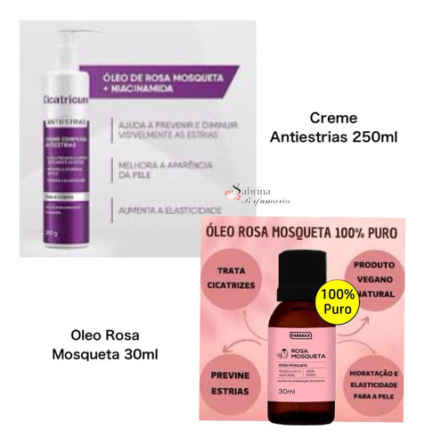 Cicatricure Estrias 250ml + Farmax Óleo Rosa Mosqueta 30ml