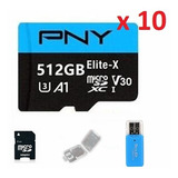 Paquete 10 Memorias Microsd Pny 512 Gb + Adaptador Sd Y Usb