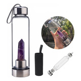 A * Botella Agua Con Cristal Energético De Cuarzo Púrpura
