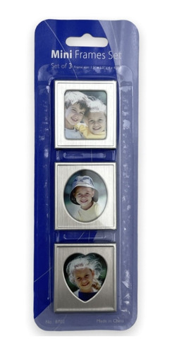 Portaretrato Mini X 3 Metal Vidrio 4 X 4 Cm Souvenir Oferta