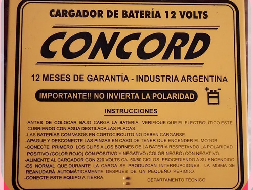 Cargador De Batería Concord 15amp Mod-15