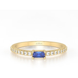 Anillo Oro 14k Signo Zodiacal Acuario Piedra Azul Abba Joyas