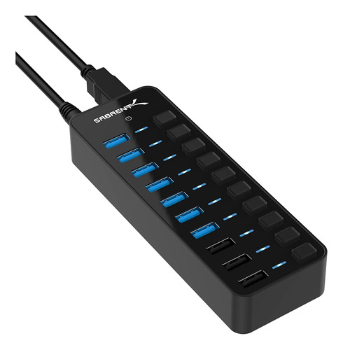 Usb Hub Sabrent 7 Puertos 60w Usb 3.0 Y 3 Puertos De Carga