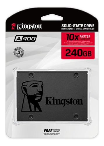 Ssd Hd Kingston 240 Gb Cor Preto Rápido P/ Notebook E Pc