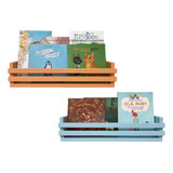 2 Prateleira Colorfr Dupla Livro Infantil Montessori 80cm