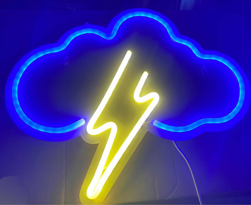 Cuadro Neon Nube Clima Rayo