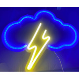 Cuadro Neon Nube Clima Rayo