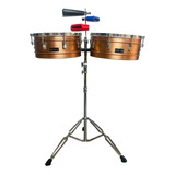 Timbal Latino Boss 14-15 Base + Campana + Jamblock Rojo-azul