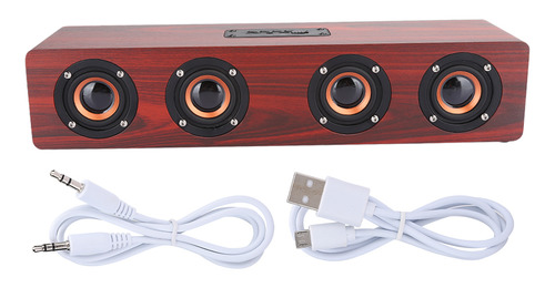 Altavoz, Subwoofer Inalámbrico Con Vetas De Madera Roja, Tel