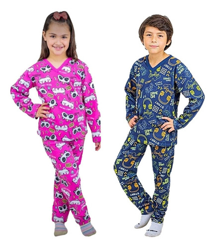 Pijama Infantil Inverno Menina Flanelado Tamanhos 4 Ao 8