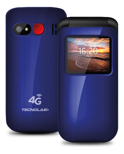 Teléfono Senior Tecnolab 4g Adulto Mayor Almej Azul Tl456bl