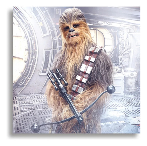 Cuadro Decorativo Canvas Star Wars 30x30 Cm Color Chewbacca Armazón Blanco