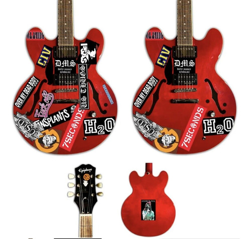 Pack Sticker Calcomanías Guitarra Tom Delonge Gibson Es335