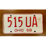 Placa Patente Antigua De Ohio 1968  Estados Unidos