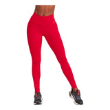 Legging Fitness Básica Cintura Alta P Ao G Vermelha Caju 