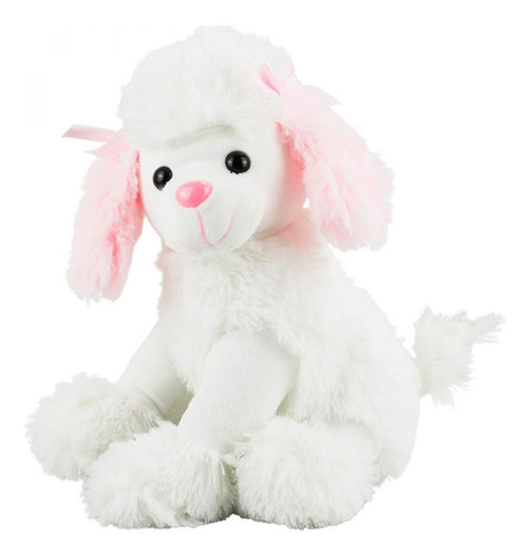 Cachorro Poodle Branco Sentado 20cm - Pelúcia