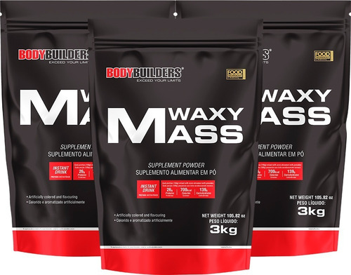 3x Hipercalórico Anabolic Mass Refil 3kg - Carboidrato Sabor Baunilha