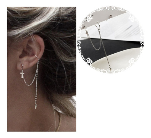 Aretes Mujer Ear Cuff Solitario Set Ear Cuff Cruz